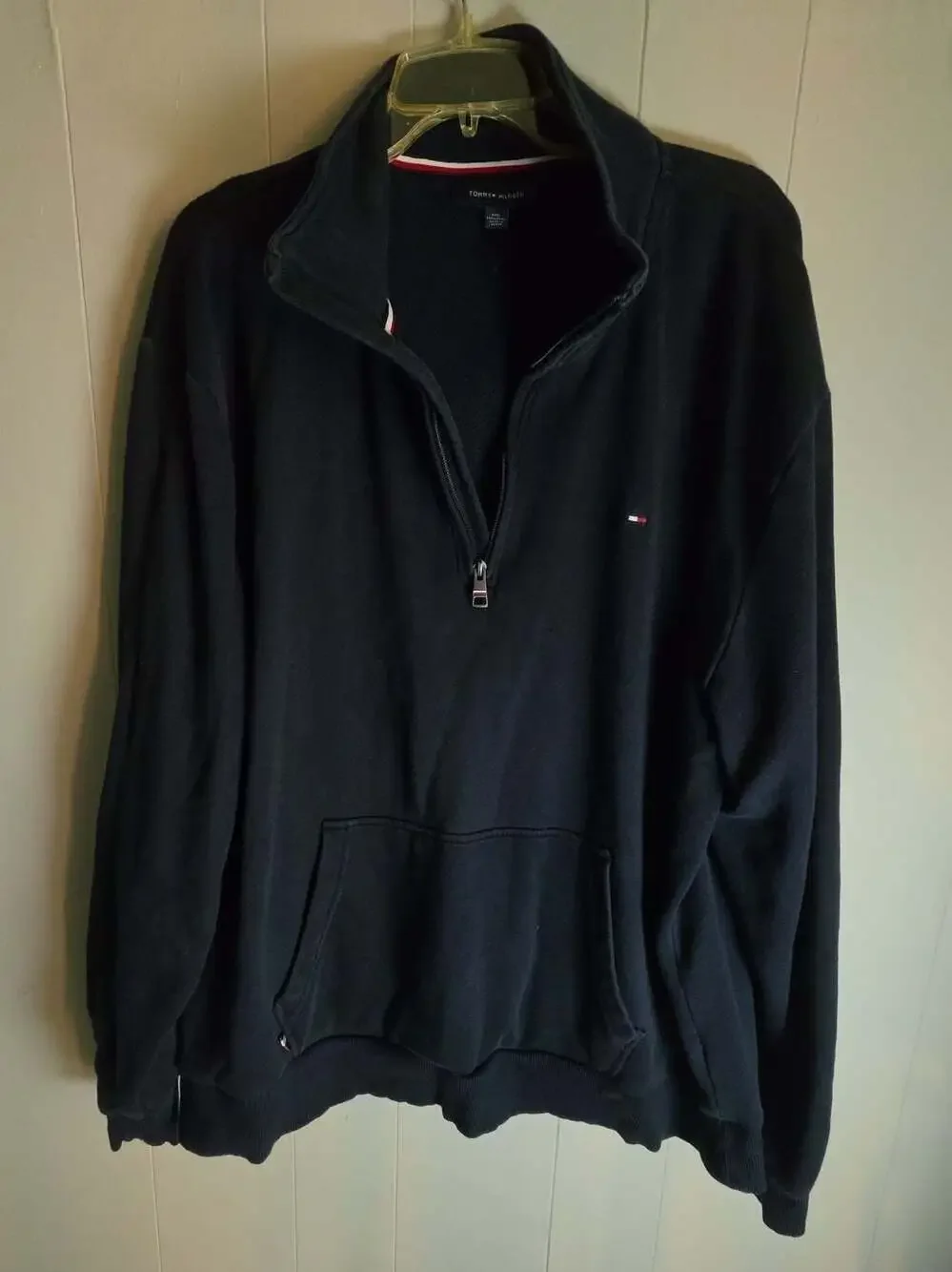 Tommy Hilfiger 1/4 Zip Pullover Sweatshirt Black Men's XXL